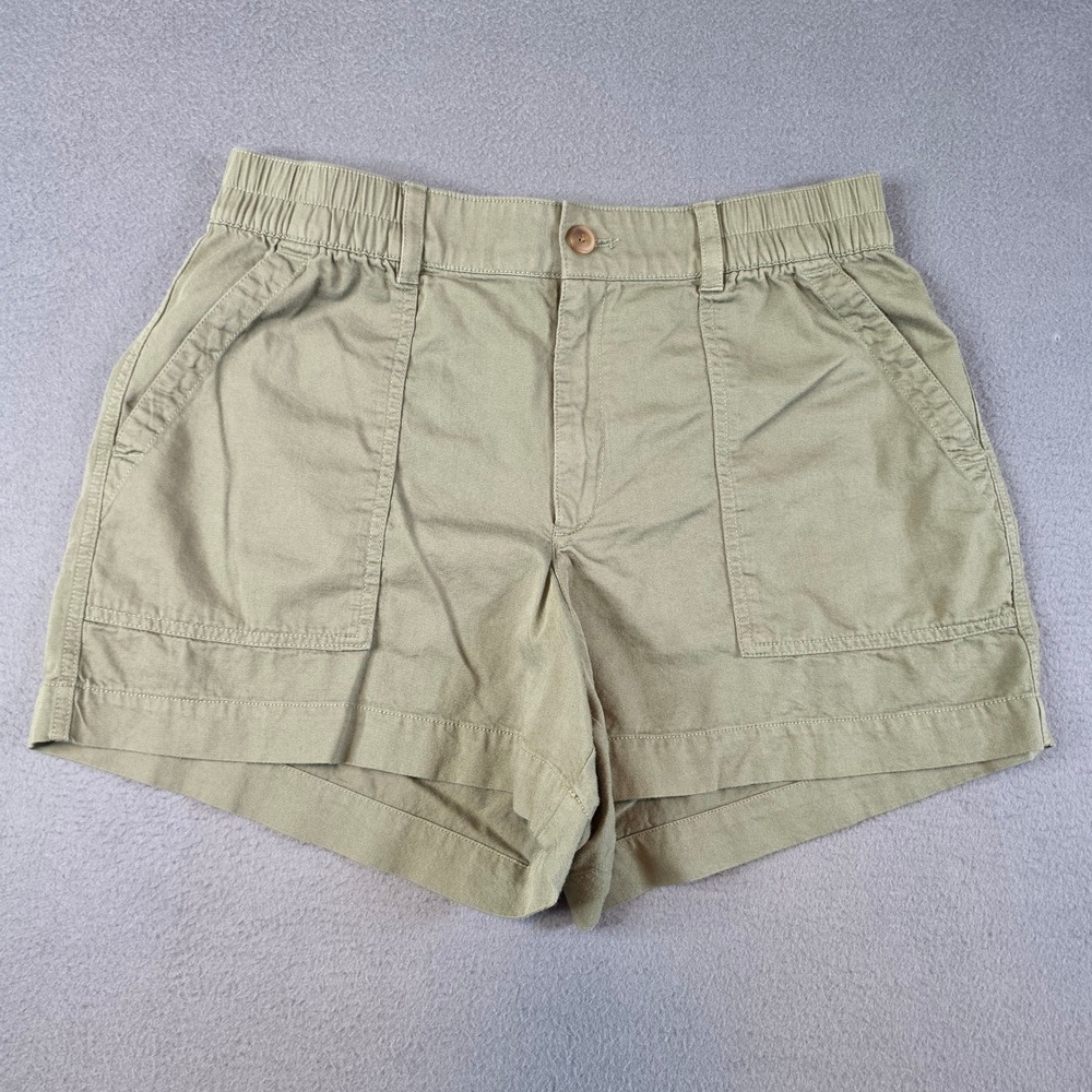 Gap Utility Shorts Women Large Green Cotton Rayon Elastic Waist Pockets